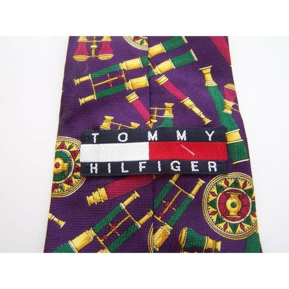 Tommy Hilfiger Mens Tie Telescopes Binoculars Medallion Necktie USA Made Vintage - Picture 7 of 7